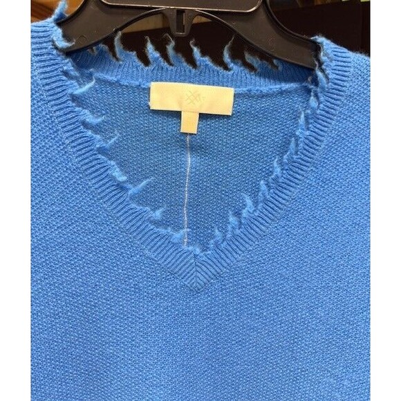 Cashmere  V Neck Soft Sweater Sz Small Blue Old Money - Picture 10 of 12